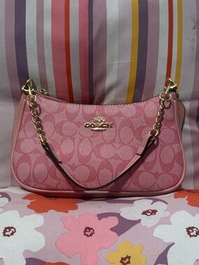 COACH Pink Signature Chain Shoulder Bag